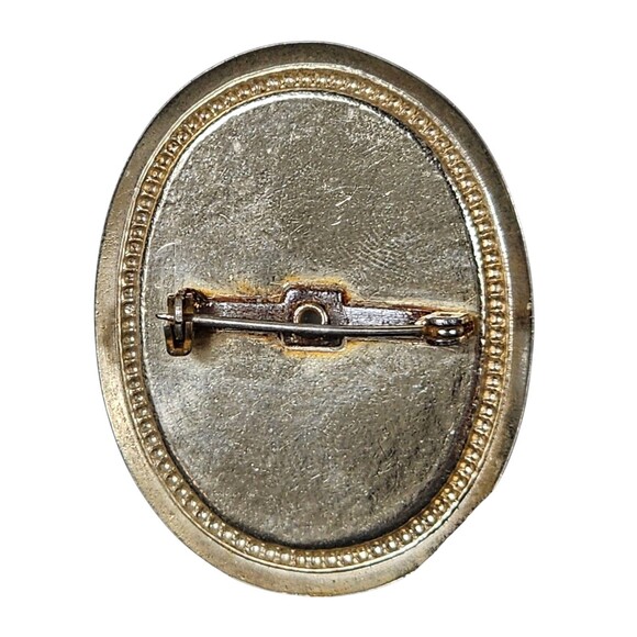 Vtg Brooch Mother Baby Portrait Gold Tone Oval Porcelain Transferware Pin 1 7/8" - Picture 5 of 7